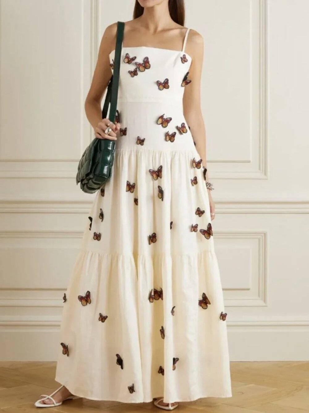 Agua By Agua Bendita Lima Embroidered Butterfly Linen Maxi Dress